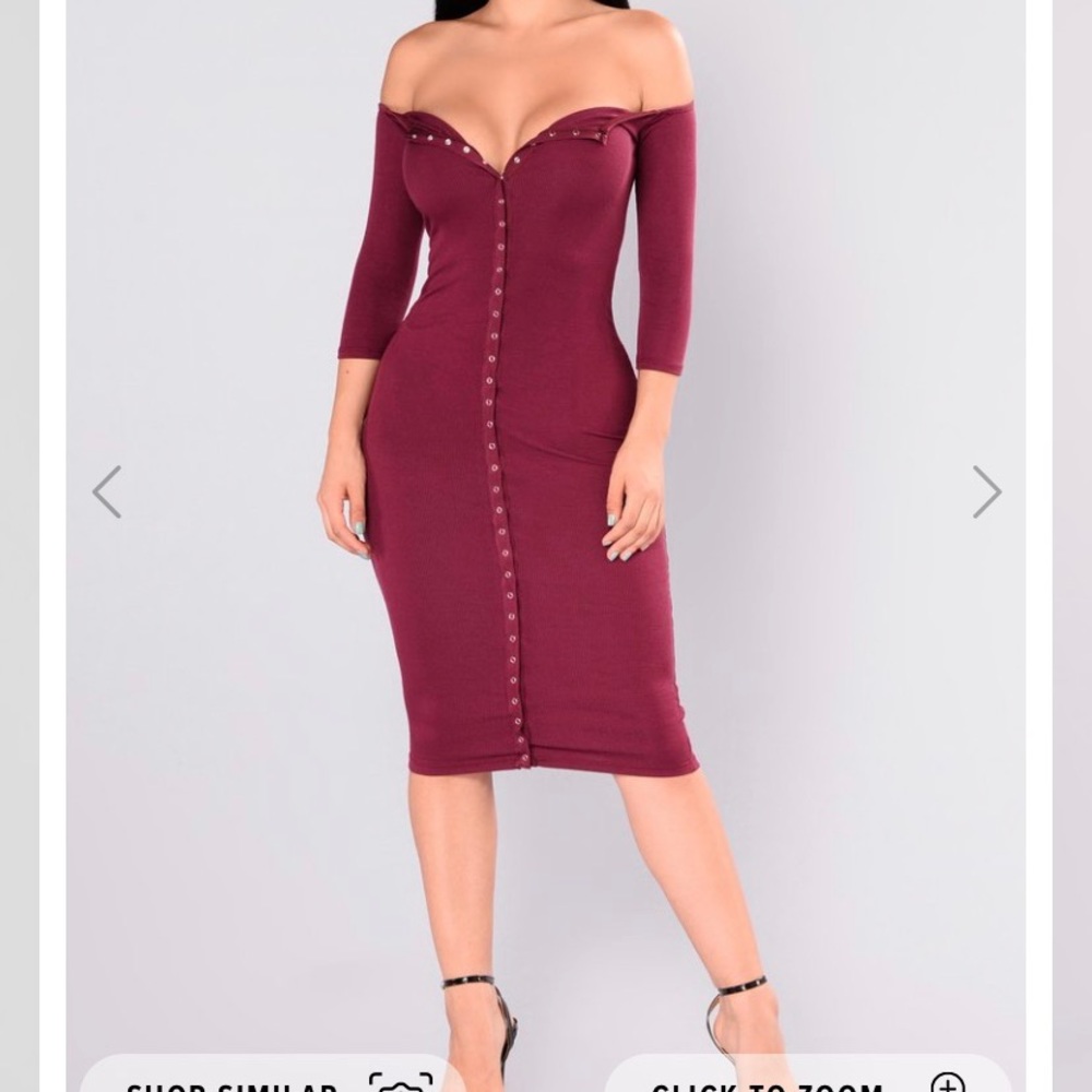 Button up Maroon dress from Fashion Nova